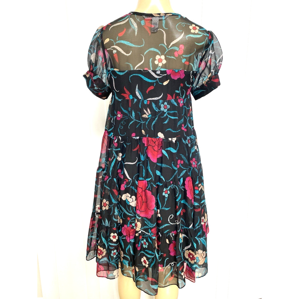 Dvf Diane Von Furstenberg Vinita Dress Silk Black Multi Color Short Slee View 4